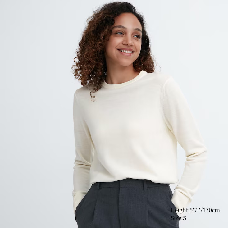 100% Extra Fine Merino Crew Neck Jumper | UNIQLO (UK)