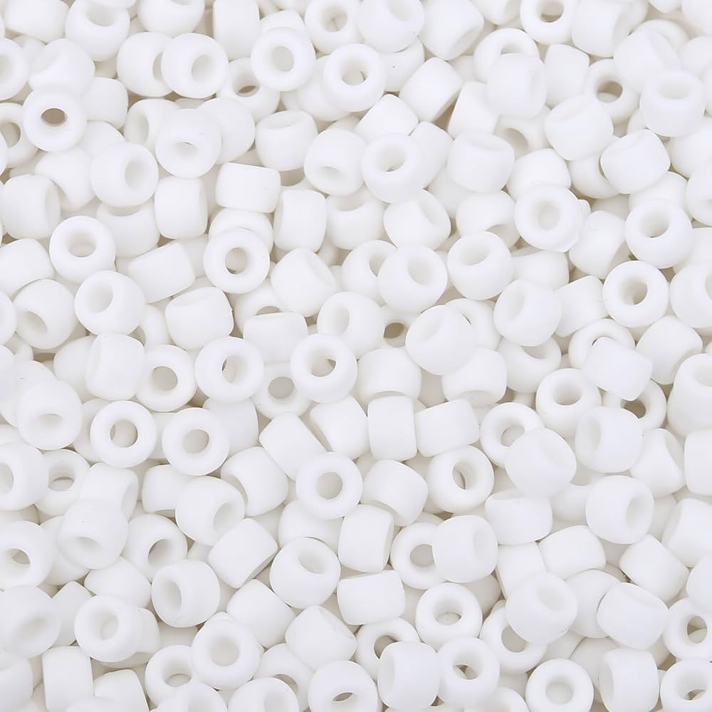 300PCs Silicone Pony Beads 6 * 9mm Silicone Kandi Beads for Bracelet Making, White Colors Soft Fo... | Amazon (US)