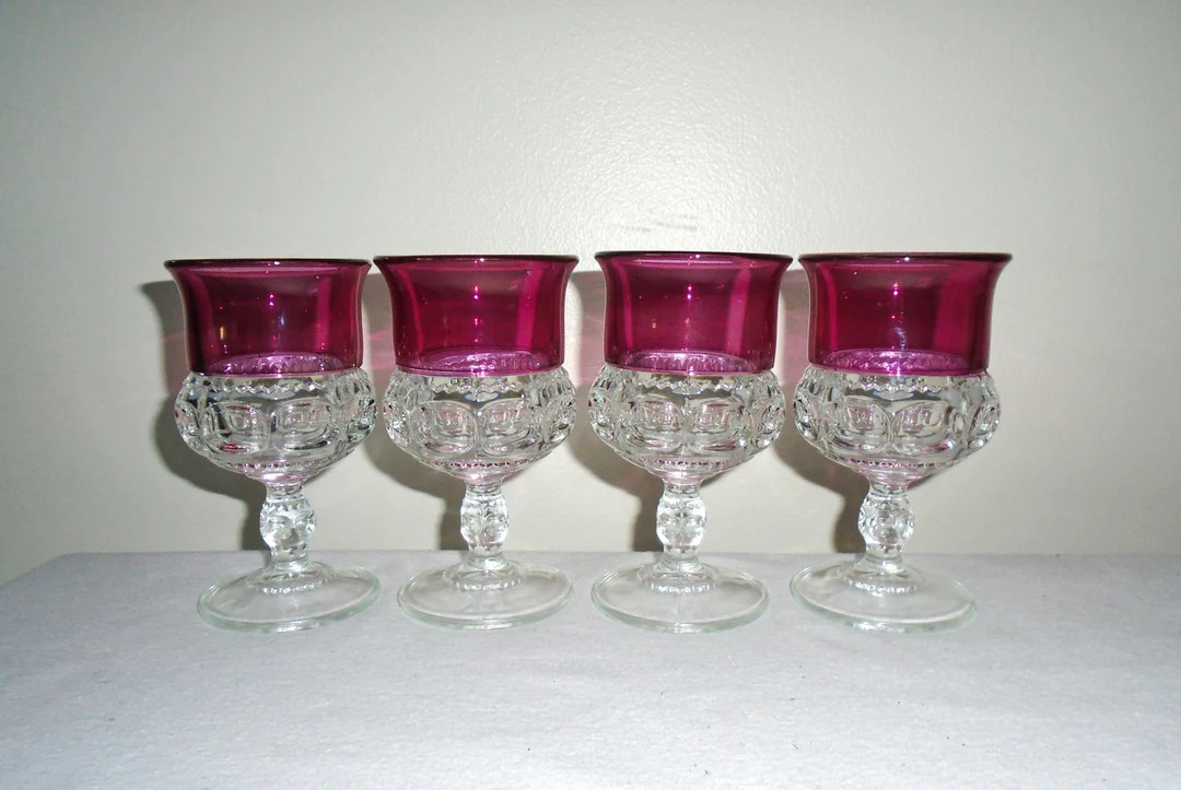 Tiffin-franciscan King's Crown-ruby Flashed Water Goblets - Etsy | Etsy (US)