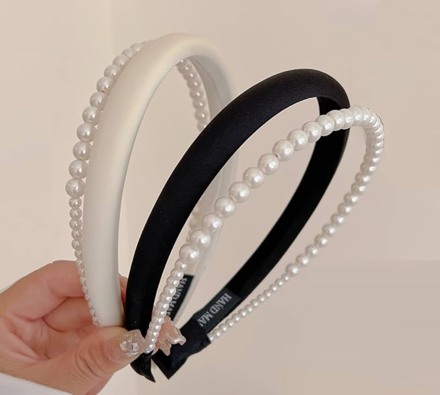 TERSE Pearl Headbands for Women White Black Headbands Bridal Hair Accessories Fashion Women Headb... | Amazon (US)