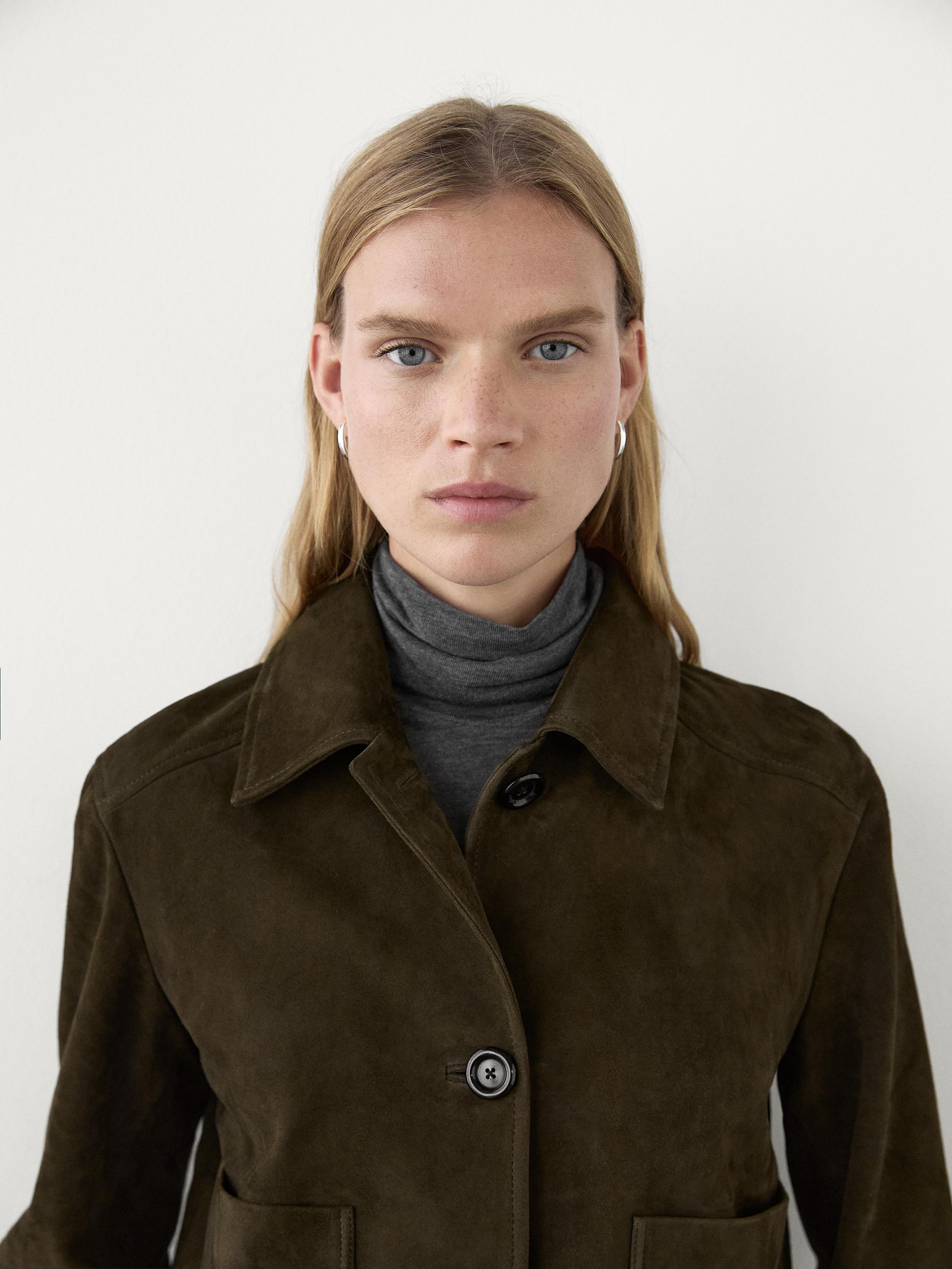 Suede jacket with buttons | Massimo Dutti UK