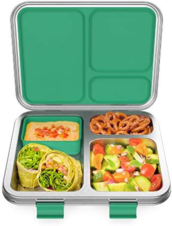 Bentgo Kids Stainless Steel Leak-Resistant Lunch Box - Bento-Style, 3 Compartments, and Bonus Sil... | Amazon (US)