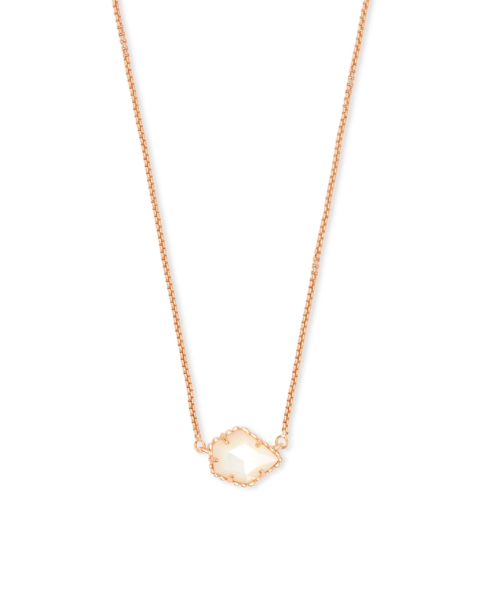 Tess Rose Gold Small Pendant Necklace In Ivory Pearl | Kendra Scott