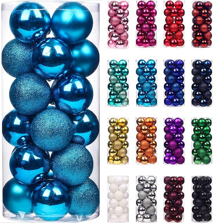Emopeak 24Pcs Christmas Balls Ornaments for Xmas Christmas Tree - Mini Shatterproof Christmas Tre... | Amazon (US)