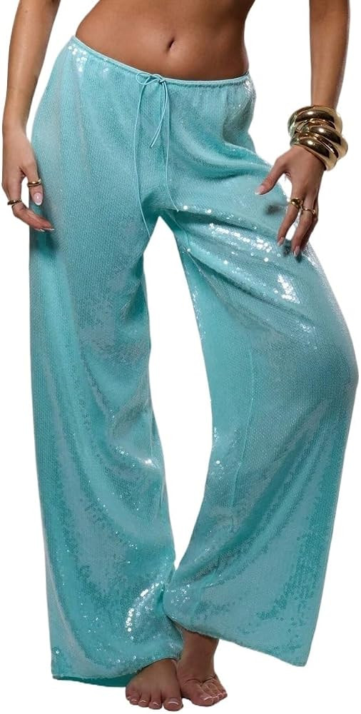 Trousers Pants for Women Sequin Low Rise Trousers | Amazon (US)