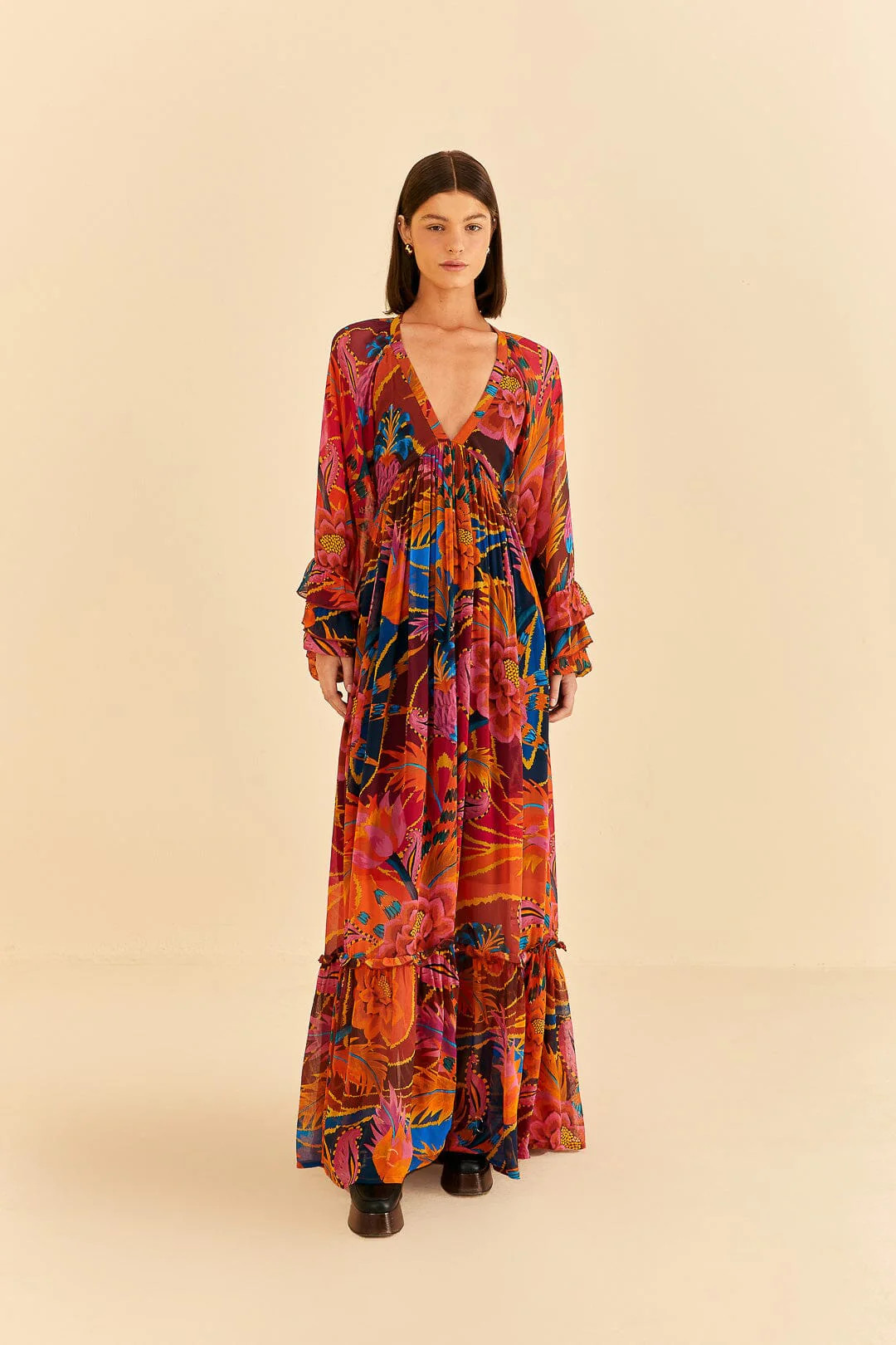 vintage wave long sleeve maxi dress | FarmRio (US)
