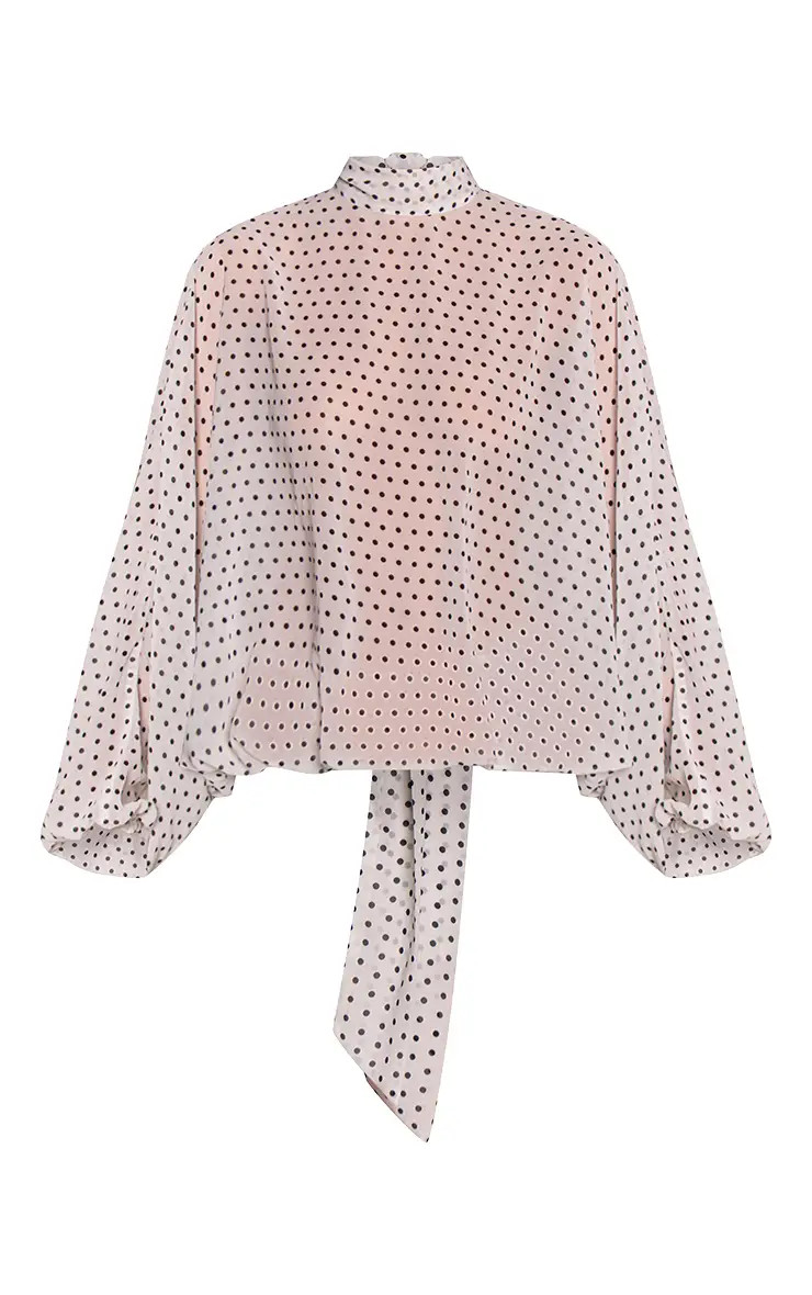 White Chiffon Sheer Polka Dot Oversized Blouse Co-ord | PrettyLittleThing UK