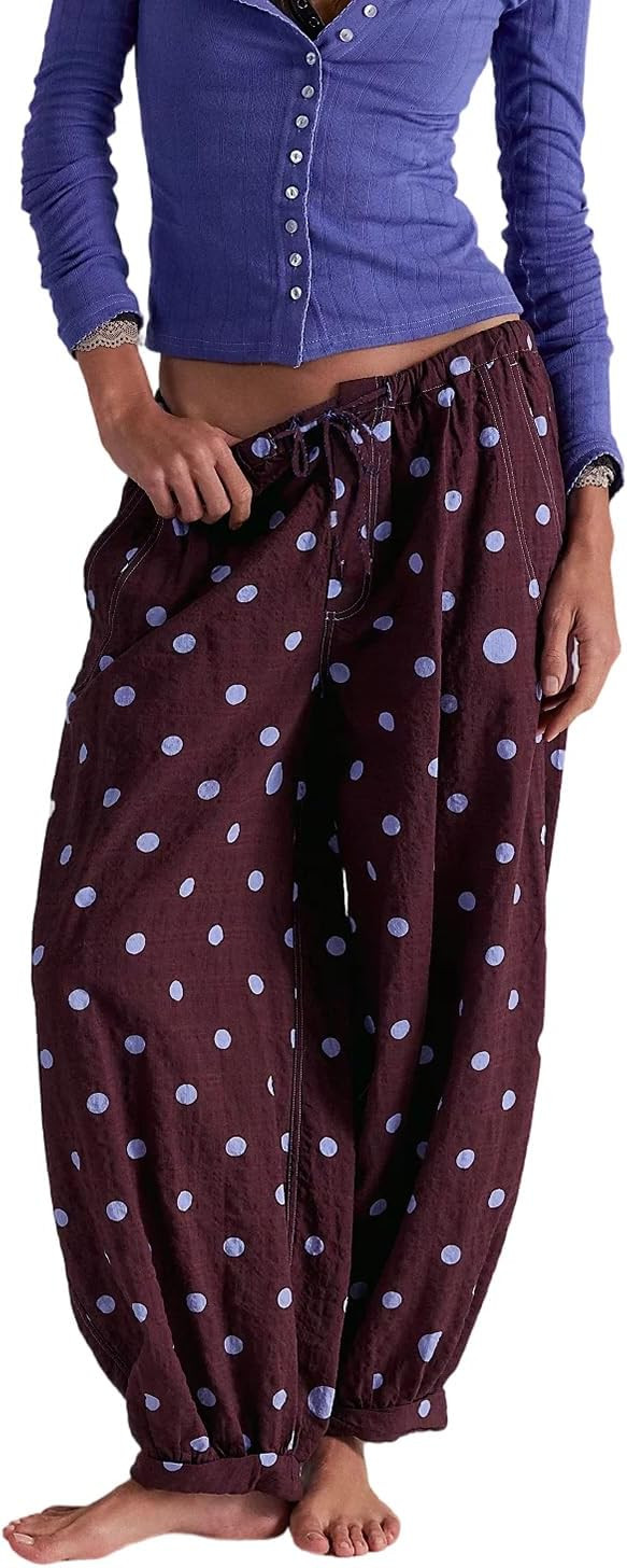 Womens Cute Pajamas Pants Y2K Going Out Streetwear Lightweight Loose Fit Long Bloomers Casual Slo... | Amazon (US)