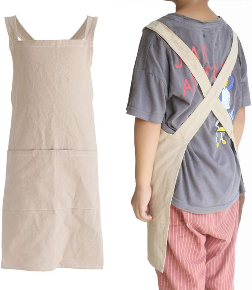Children Cotton Cross Back Apron Japanese Style Bib Home Clothes Painting Soft Comfort Pinafore A... | Amazon (US)