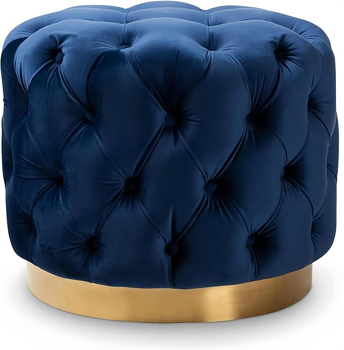 Velvet Ottoman, Modern Multi-Functional Round Foot Stool with Metal Legs, Sofa Upholstered Ottoma... | Amazon (US)