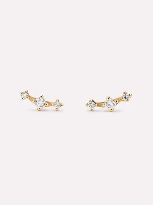 Gold Stud Earrings - Triple Diamond Studs | Ana Luisa Jewelry | Ana Luisa