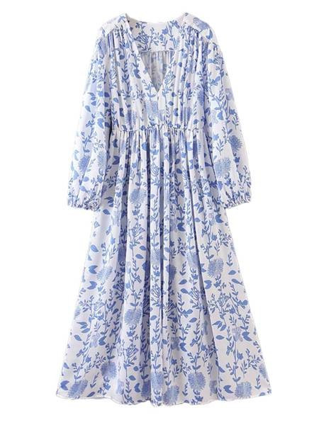 'Paula' V-Neck Floral Print Maxi Dress | Goodnight Macaroon