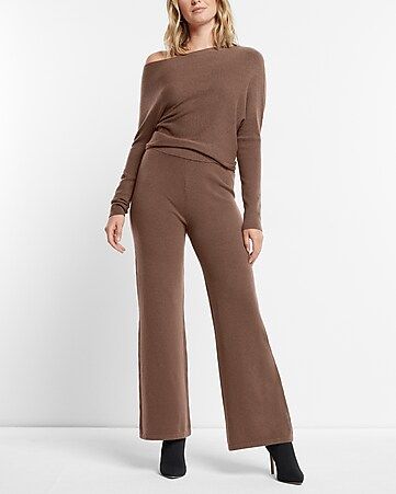 Two Piece Set: Ultra Soft Off The Shoulder Sweater + Wide Leg Pant | Express