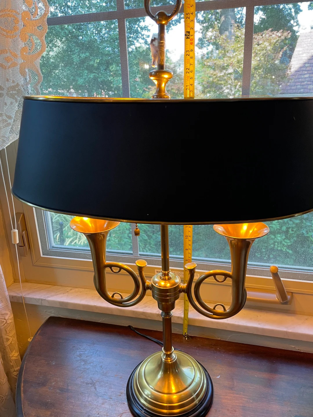 RARE 26 Mid-20th Century Solid Brass Horn Bouillotte Lamp W/ Black Tole Shade. Finial Key Taped t... | Etsy (US)