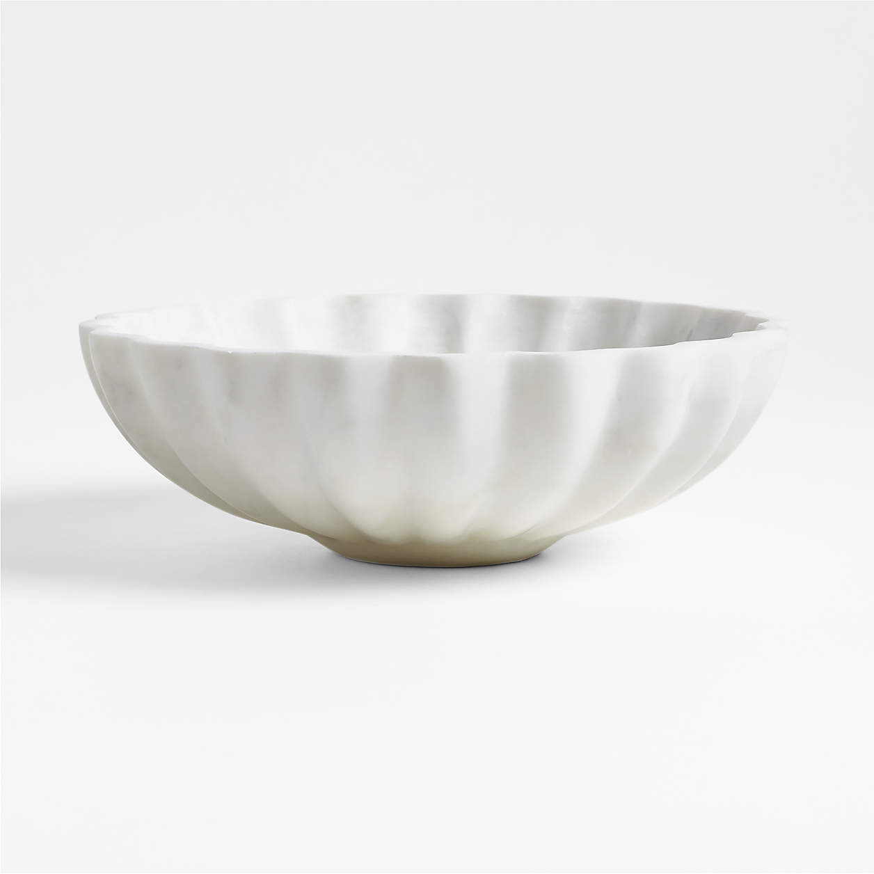French Kitchen Marble White Scalloped Serving Bowl + Reviews | Crate & Barrel | Crate & Barrel