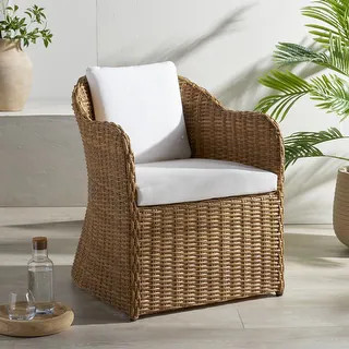 SAFAVIEH Couture Melbourne Wicker Outdoor Dining Chair - 26"W x 27"D x 34"H - Bed Bath & Beyond -... | Bed Bath & Beyond