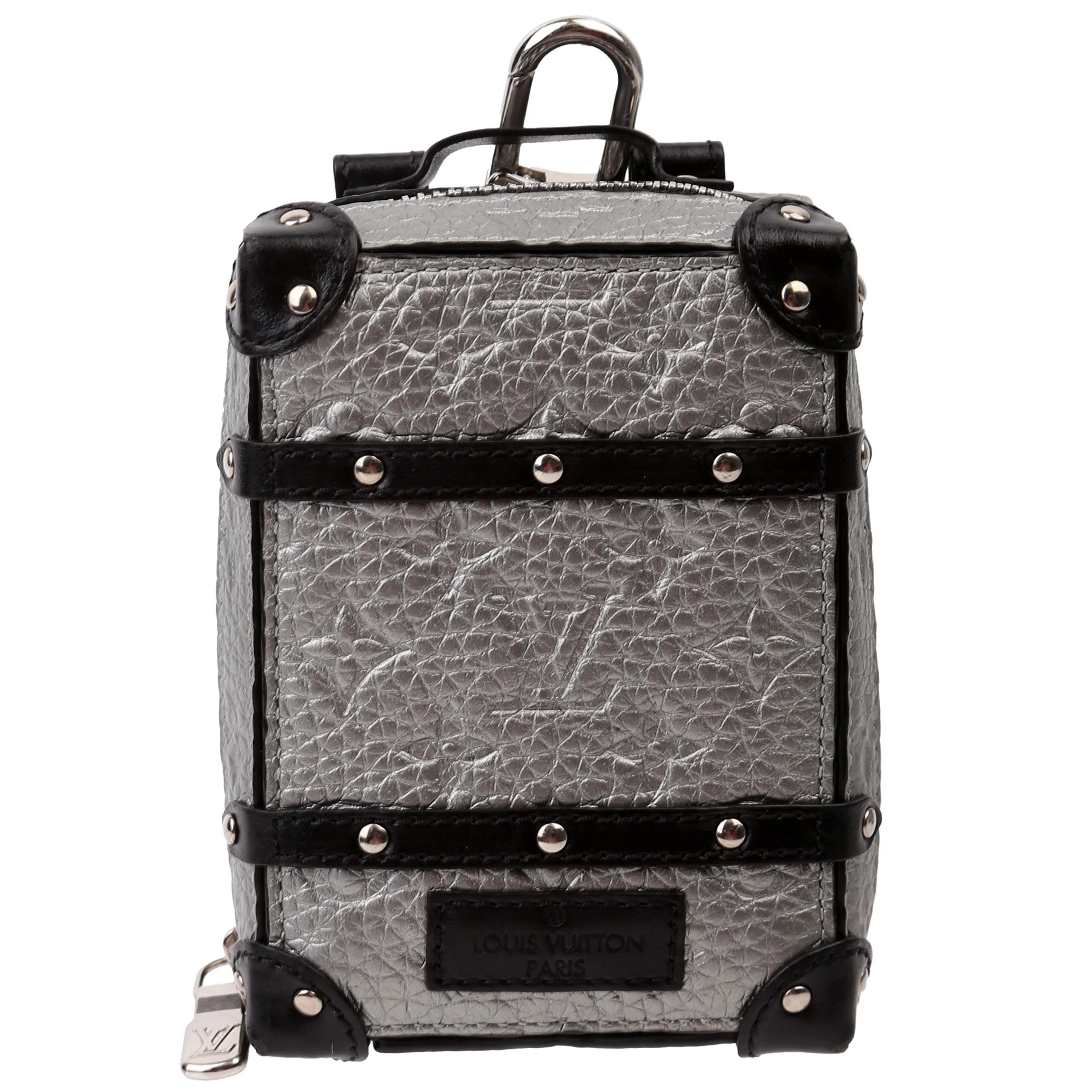 Soft Trunk Backpack Bag Charm Monogram Taurillon Silver/Black | Keeks Designer Handbags