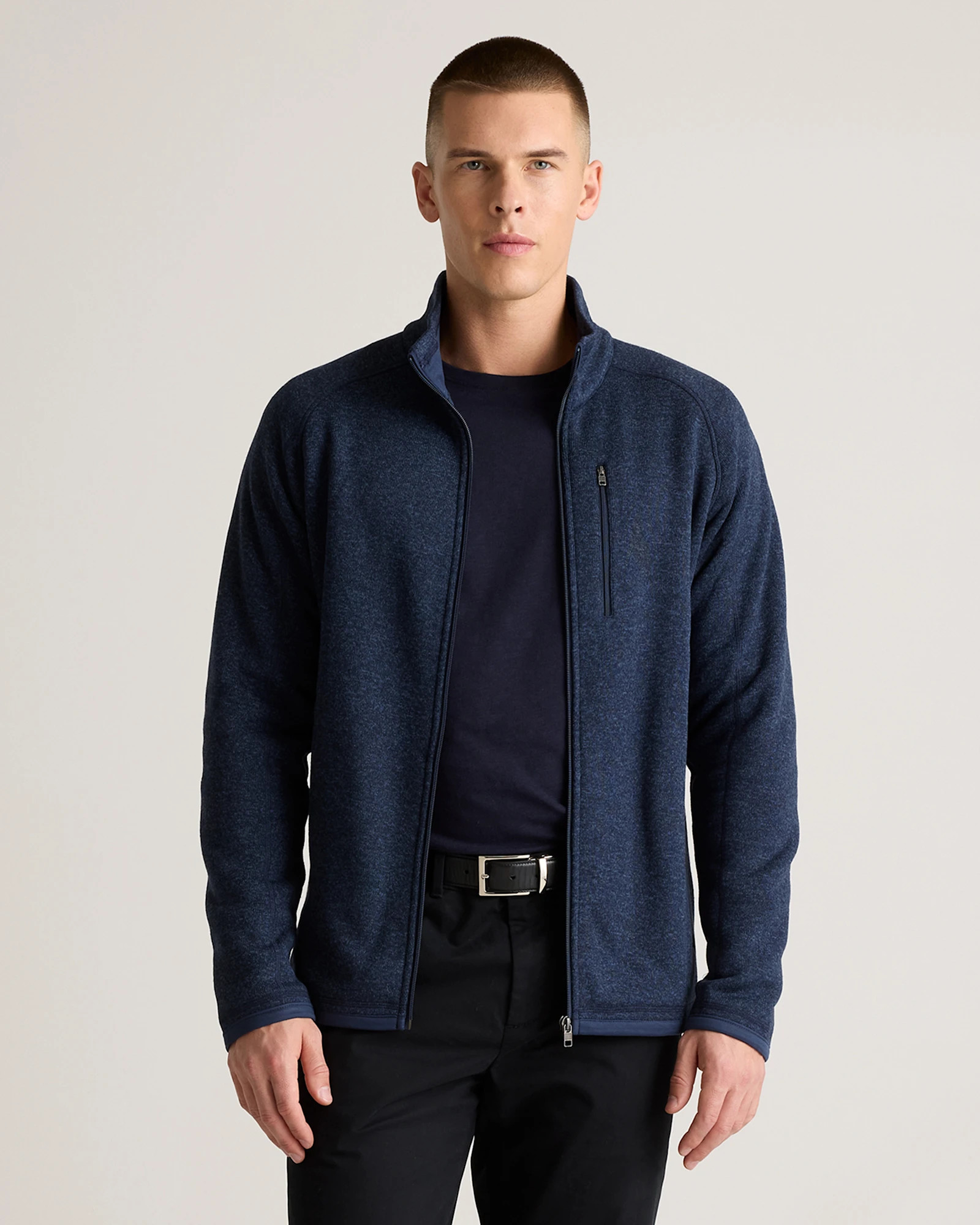 Quince | Women's Sweater-Knit Fleece Full-Zip Jacket in Heather Grey, Size Small, Recycled Polyester | Quince