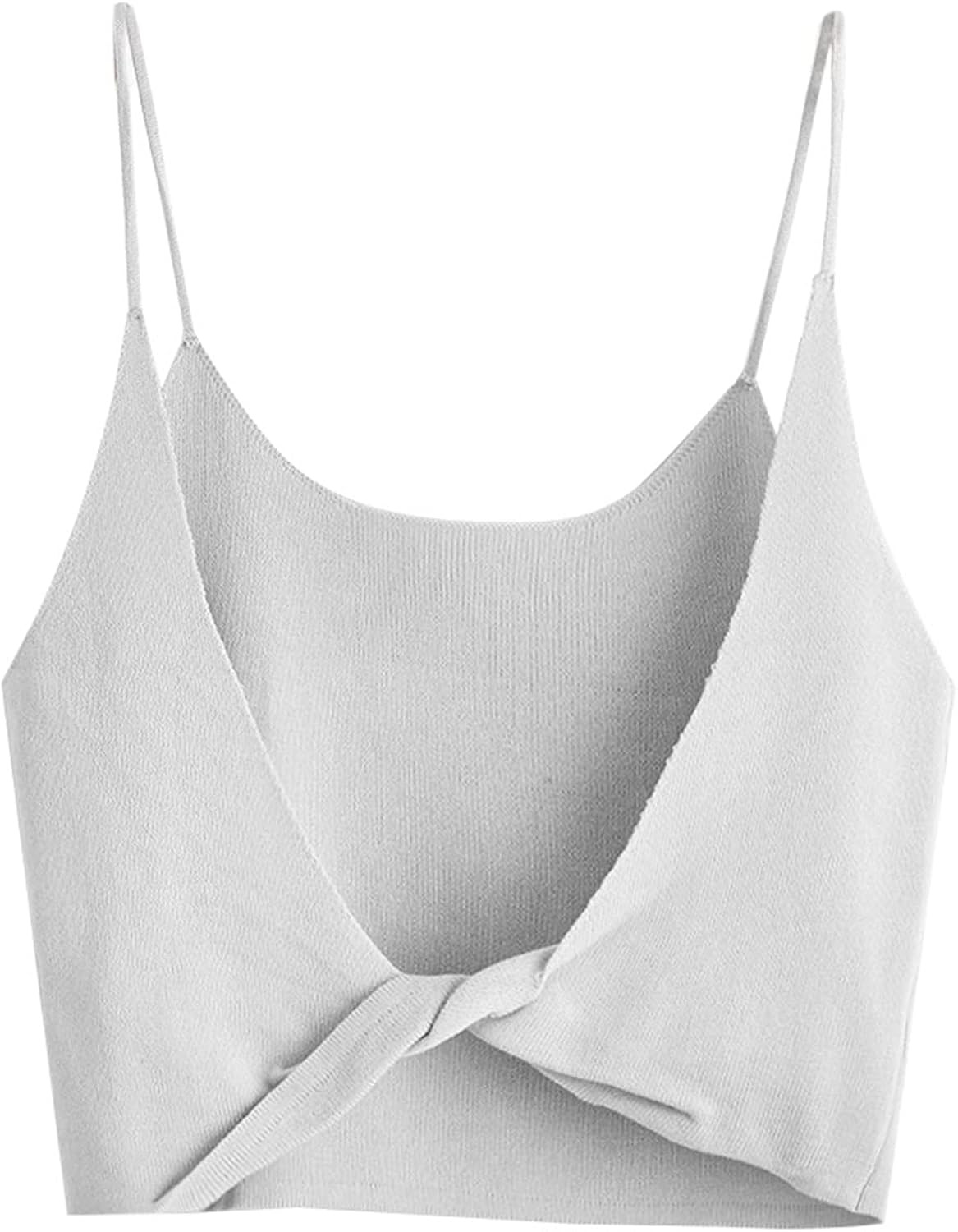 SheIn Women's Sleeveless Spaghetti Strap Twist Backless Slim Fit Crop Cami Top | Amazon (US)