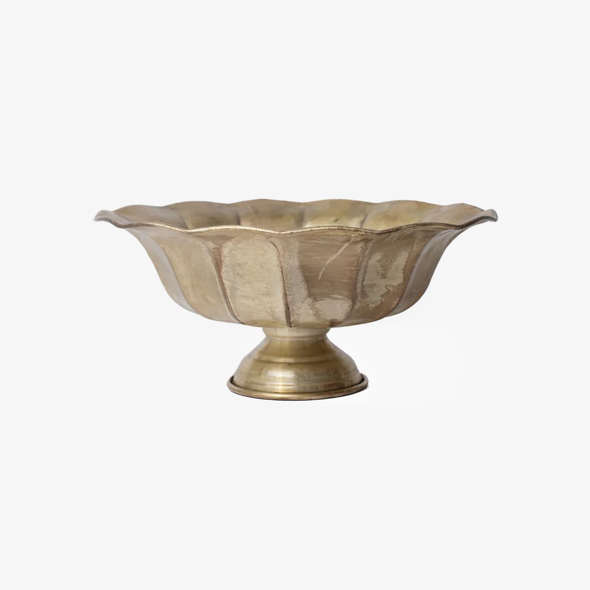 Distressed Gold Ruffle Footed Bowl | Stoffer Home