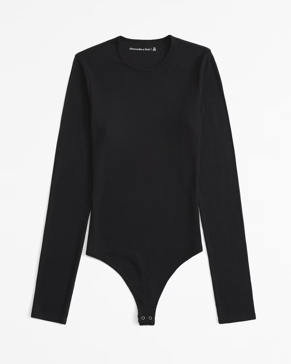 Long-Sleeve Featherweight Rib Crew Bodysuit | Abercrombie & Fitch (US)