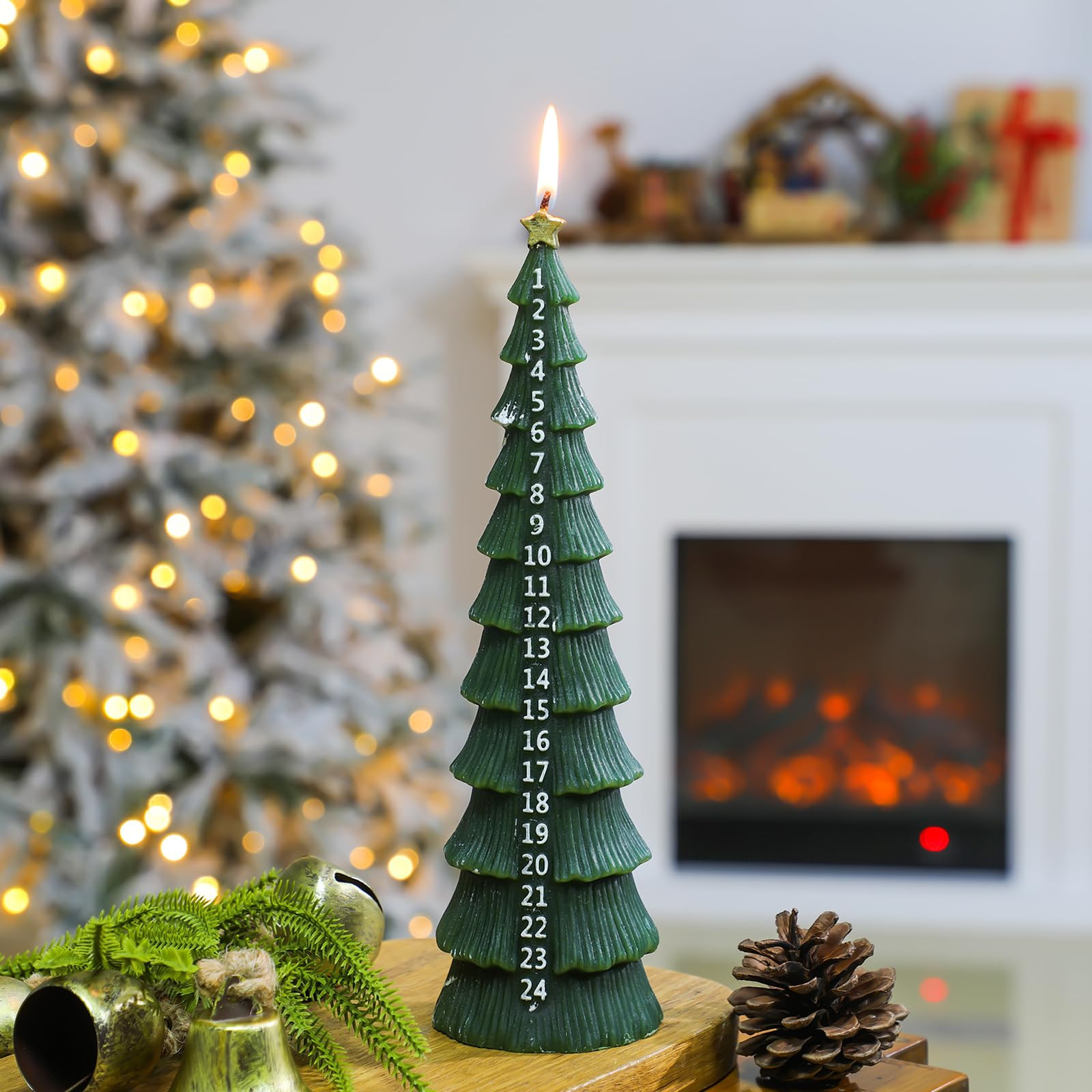 Christmas Tree Advent Candle Countdown Calendar Candle 10 Inch Countdown to Christmas, Holidays C... | Amazon (US)