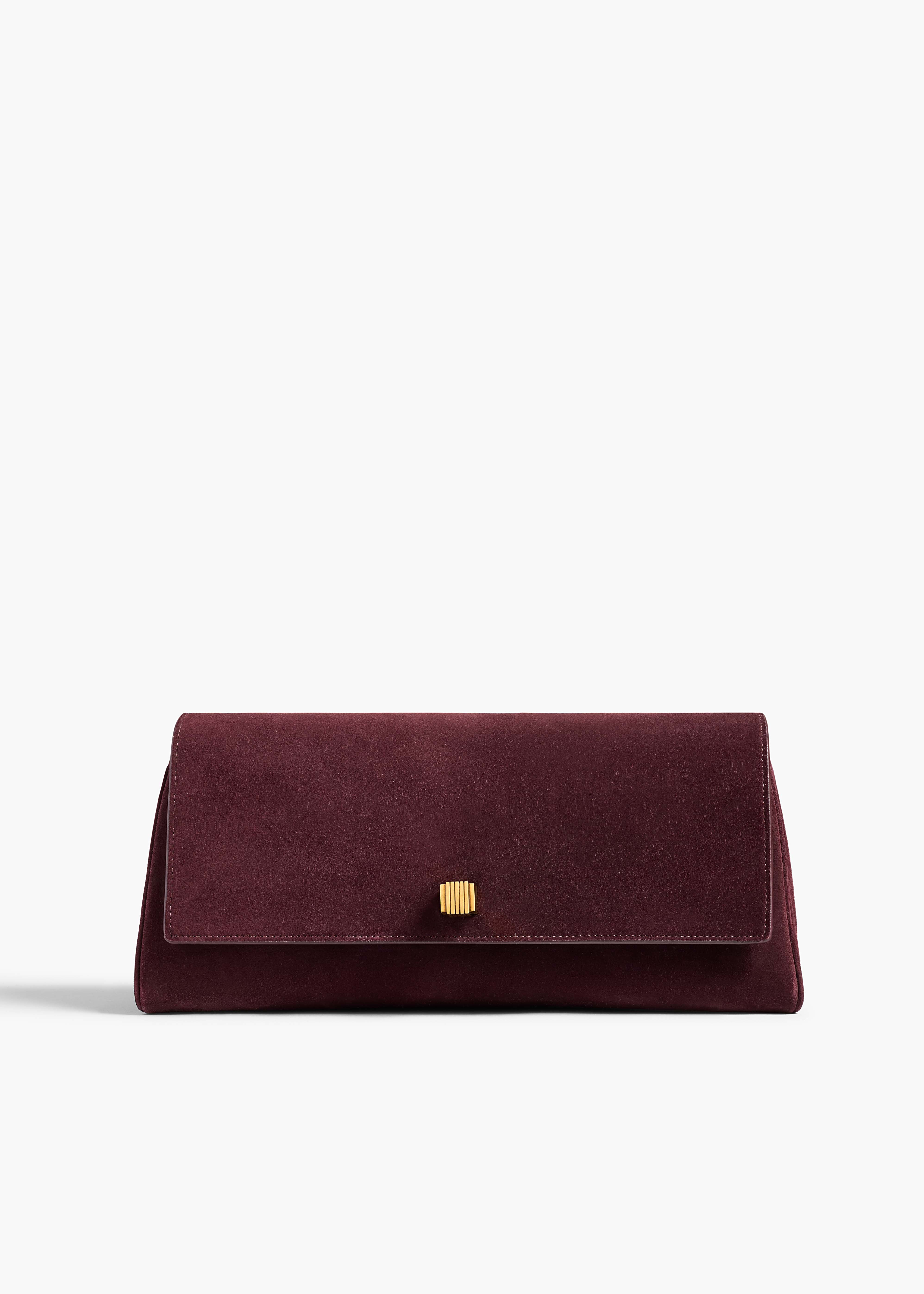 KHAITE - Audrey Clutch In Rouge Noir Suede | Khaite