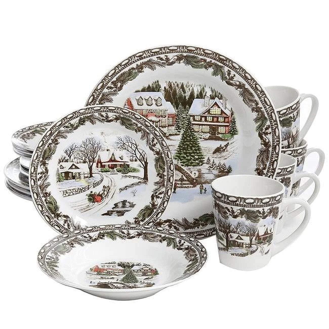 Christmas Toile Dinnerware Set - 16 Piece | Walmart (US)