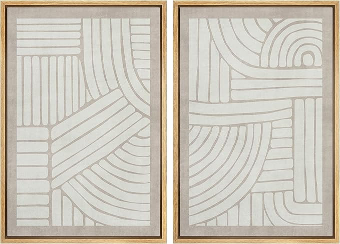 SIGNWIN Framed Canvas Print Wall Art Set Grunge Tribal Pattern Landscape Abstract Shapes Cozy Neu... | Amazon (US)