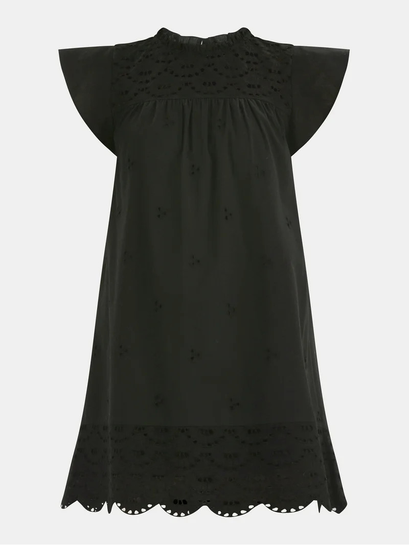 Time and Tru Women's Eyelet Mini Dress with Flutter Sleeves, Sizes XS-XXXL | Walmart (US)