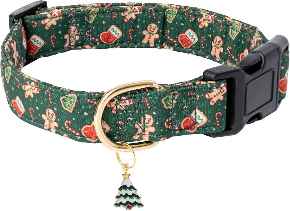 Faygarsle Green Dog Collar Christmas Design Gingerbread Man Pattern for Small Medium Large Dogs C... | Amazon (US)