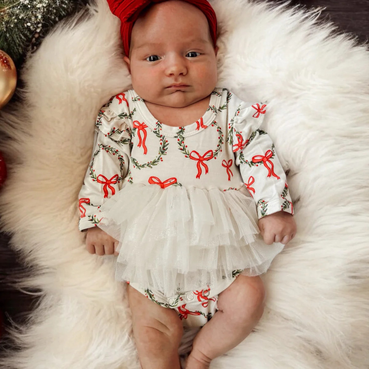 Long Sleeve Tutu Bodysuit, Wreath | SpearmintLOVE