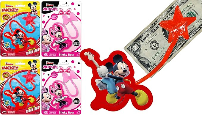 JA-RU Disney Mickey & Minnie Mouse Sticky Star or Bow Stretchy Fidget Toy (4 Units) Just Like Sti... | Amazon (US)