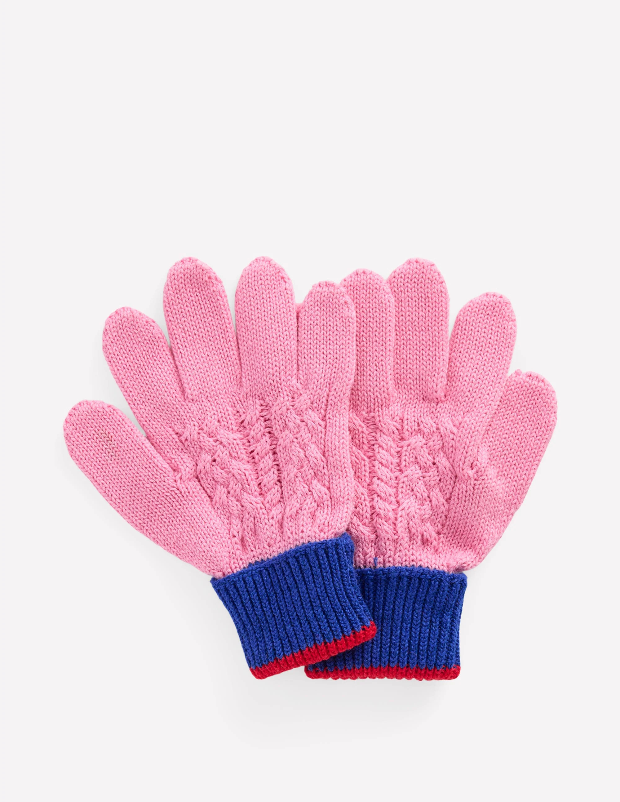 Knitted Gloves-Pink Colourblock | Boden (US)