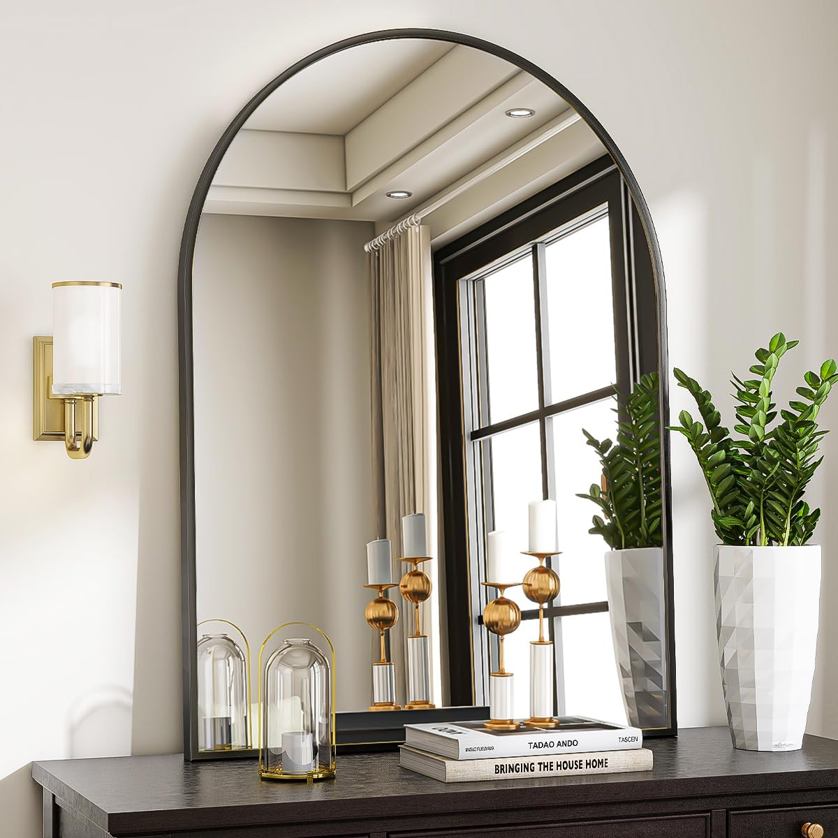 Arched Wall Mirror, 30 x 38 inch Arch Bathroom Mirror, Wall Mounted Vanity Mirror with Arch Metal... | Amazon (US)