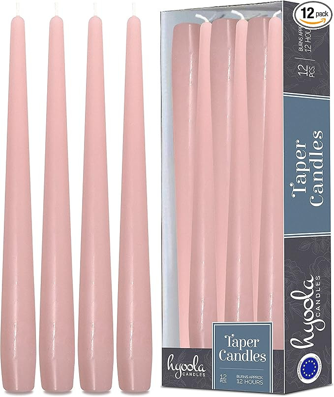 Hyoola Tall Taper Candles - 14 Inch Light Pink Unscented Dripless Taper Candles - 12 Hour Burn Ti... | Amazon (US)