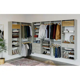 Easy Track 2.1-Feet W x 7-Feet H Grey Solid Shelving Wood Closet System | Lowe's