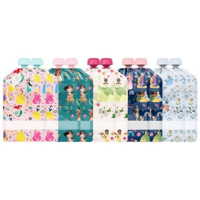 Disney Princesses 10pk Kids Food Pouches - Simple Modern: Reusable & Refillable Off-White Storage Bags, 5oz Capacity | Target