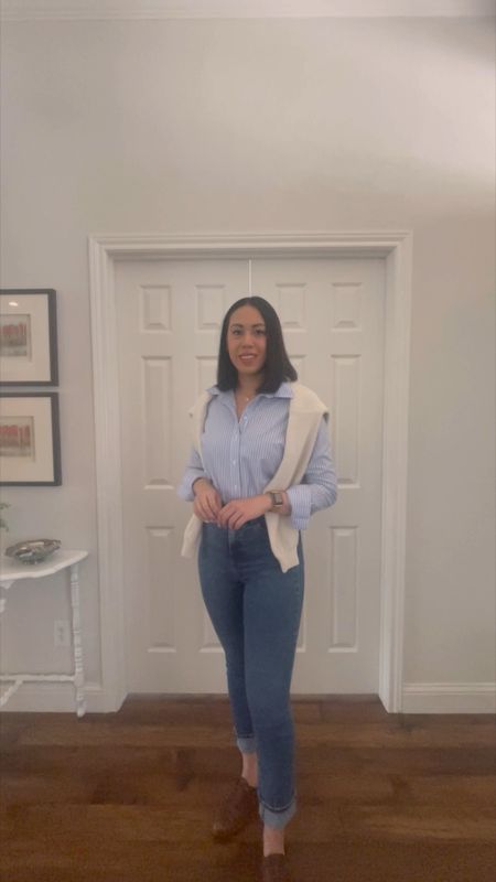Elevated casual spring outfit!

- Cable Knit Sweater: Size Medium 
- Button Down: Ann Taylor Factory - Size Medium
- Slim Jeans: Size 6


#LTKSeasonal #LTKstyletip #LTKVideo