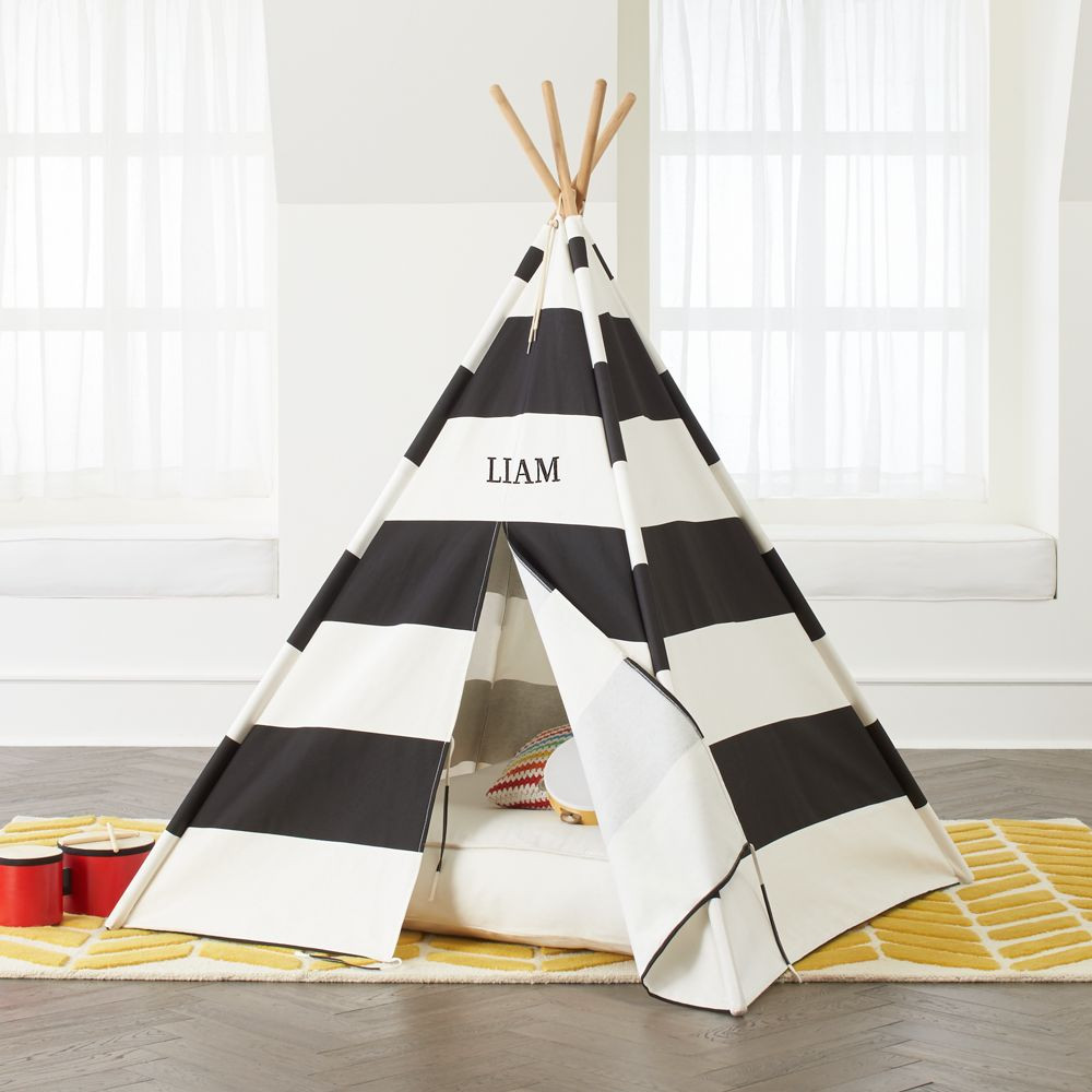 Black Stripe Teepee and Cushion Set | Crate & Barrel