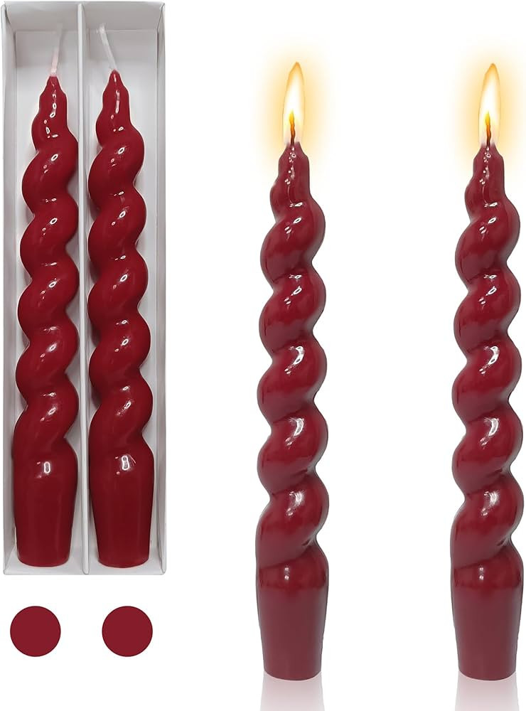 Short Taper Candle Red Candlesticks,7inches Spiral Tapered Candles Cute Candle Sticks Small Twist... | Amazon (US)