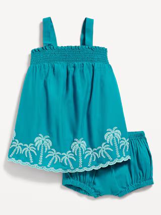 Sleeveless Smocked Embroidered Top and Bloomer Shorts Set for Baby | Old Navy (US)