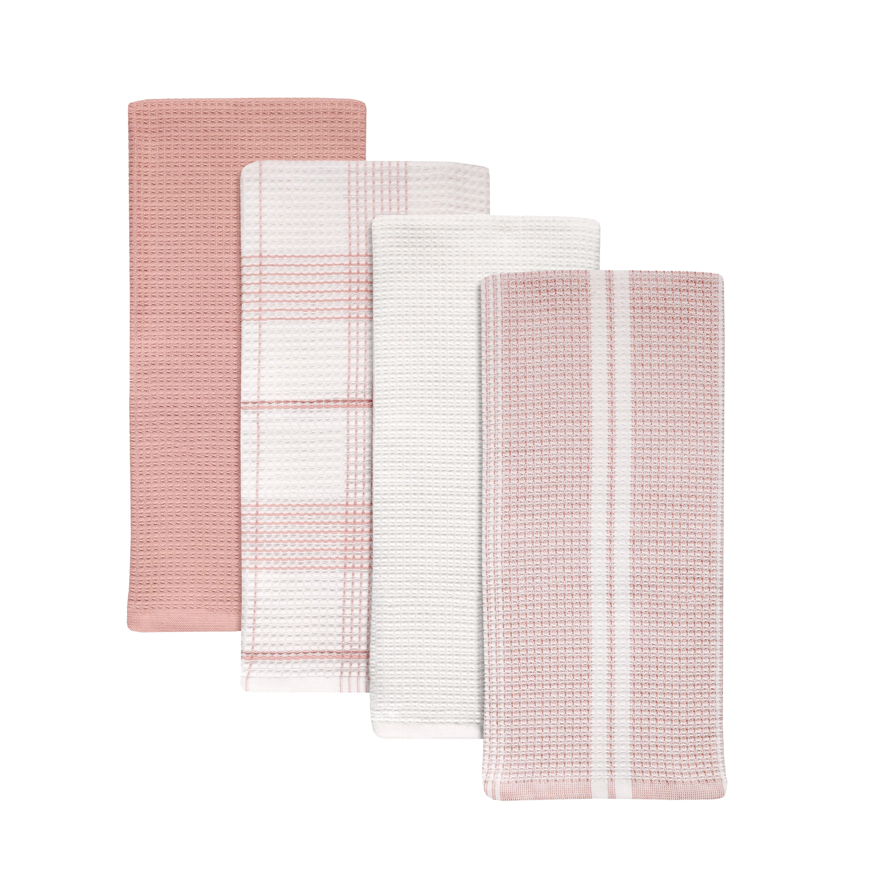 Better Homes & Gardens 4 Piece Waffle Kitchen Towel, Old Rose | Walmart (US)