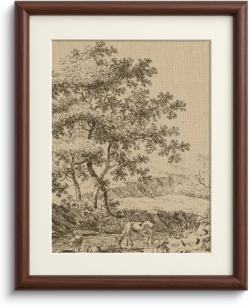InSimSea Brown Framed Wall Art, Pastoral Landscape Sketch, 11x14 Inch | Amazon (US)