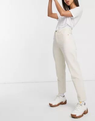 Monki Taiki high waist mom jeans with organic cotton in ecru | ASOS (Global)