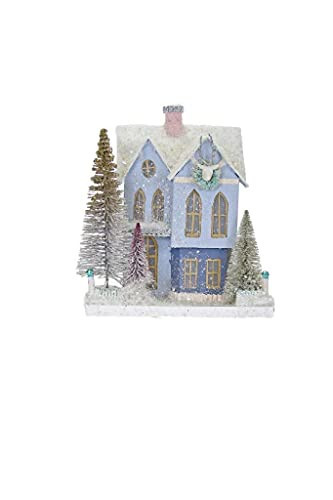 14.5" Blue Hues Frosted Maisonette Paper Village Christmas House Stag Deer | Amazon (US)