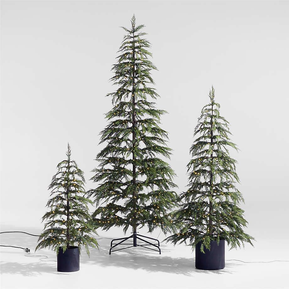 Faux Hemlock Pre-Lit LED Christmas Tree with White Lights 9' + Reviews | Crate & Barrel | Crate & Barrel