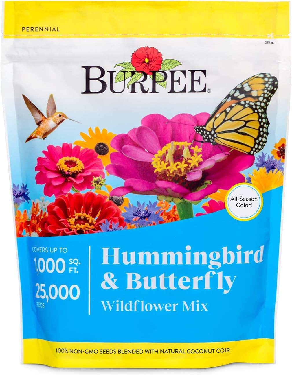 Burpee Wildflower 25,000 Bulk, 1 Bag 18 Varieties of Non-GMO Flower Seeds for Hummingbirds and Bu... | Amazon (US)
