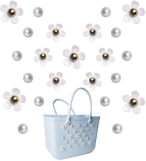 Flower Charms Compatible with Bogg Bag＆Simply Southern Totes, Pearl Bag Bits Insert Charm Acces... | Amazon (US)