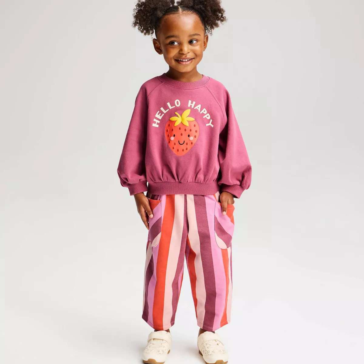 Baby Girls' Strawberry Striped French Terry Top & Pants Set - Cat & Jack\u2122 Mauve 12M | Target